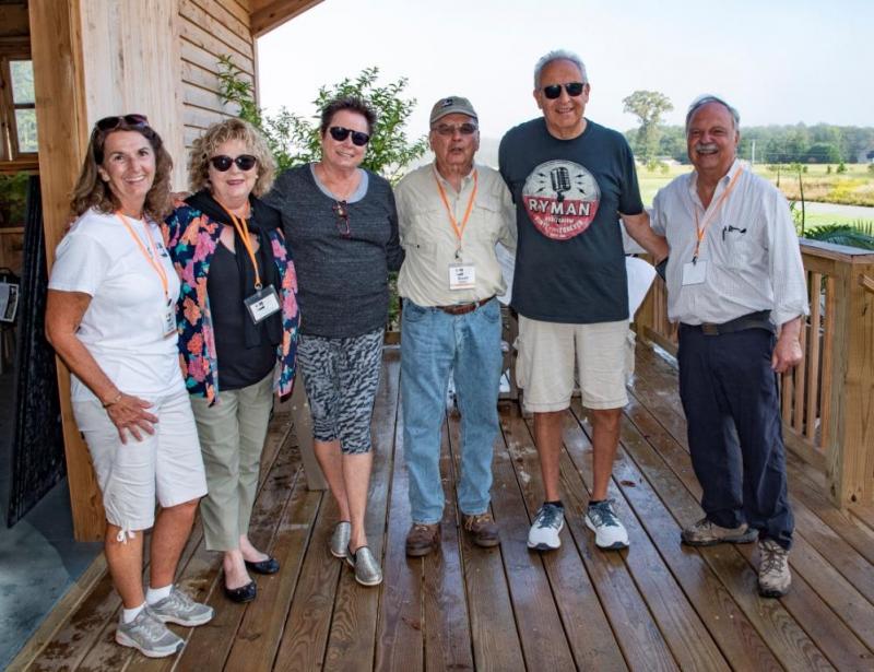 First visitors to the gardens (l-r) Carol McCloud, board vice president; Sheryl Swed, executive director; Karen Schwartz; Brent Baker, board secretary; Sheldon Schwartz; and Ray Sander, board president. Sheldon and Karen Schwartz from Ocean View were the first guests to the gardens Sept. 16. SUBMITTED PHOTO